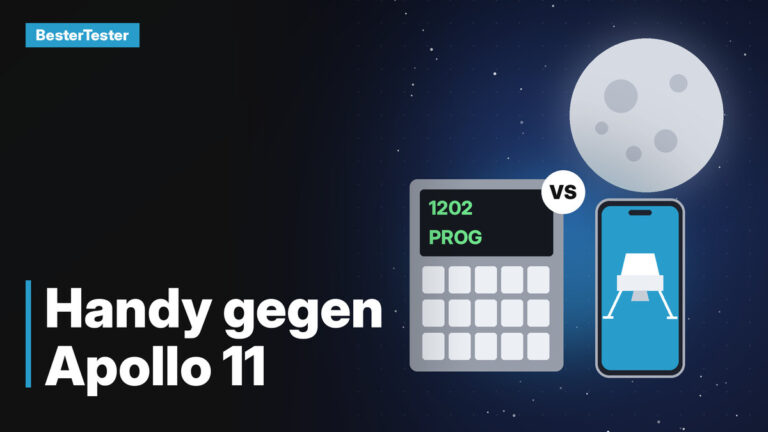 Smartphone gegen Apollo-11-Bordcomputer – Titelgrafik BesterTester