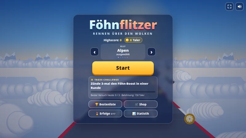 Föhnflitzer – Startbildschirm