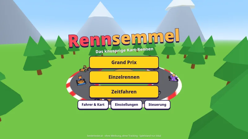 Rennsemmel – Startbildschirm